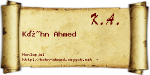 Kóhn Ahmed névjegykártya